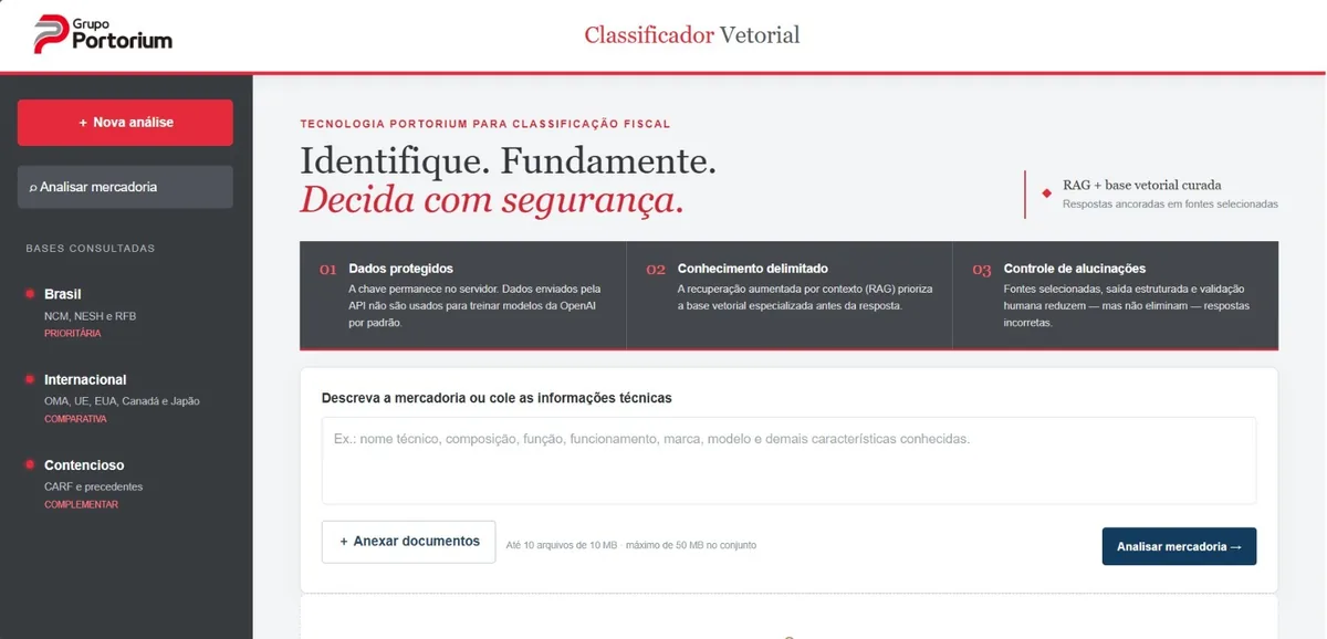 Tela do Classificador Vetorial